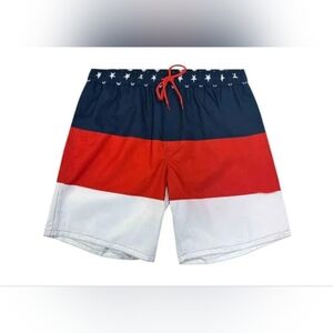 Men's Red, White, and Blue Swim Shorts